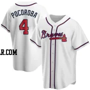 Biff Pocoroba Men's Atlanta Braves White Replica Home Jersey