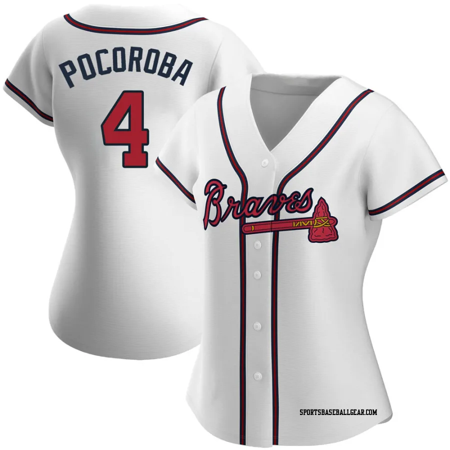 Biff Pocoroba Women's Atlanta Braves White Authentic Home Jersey