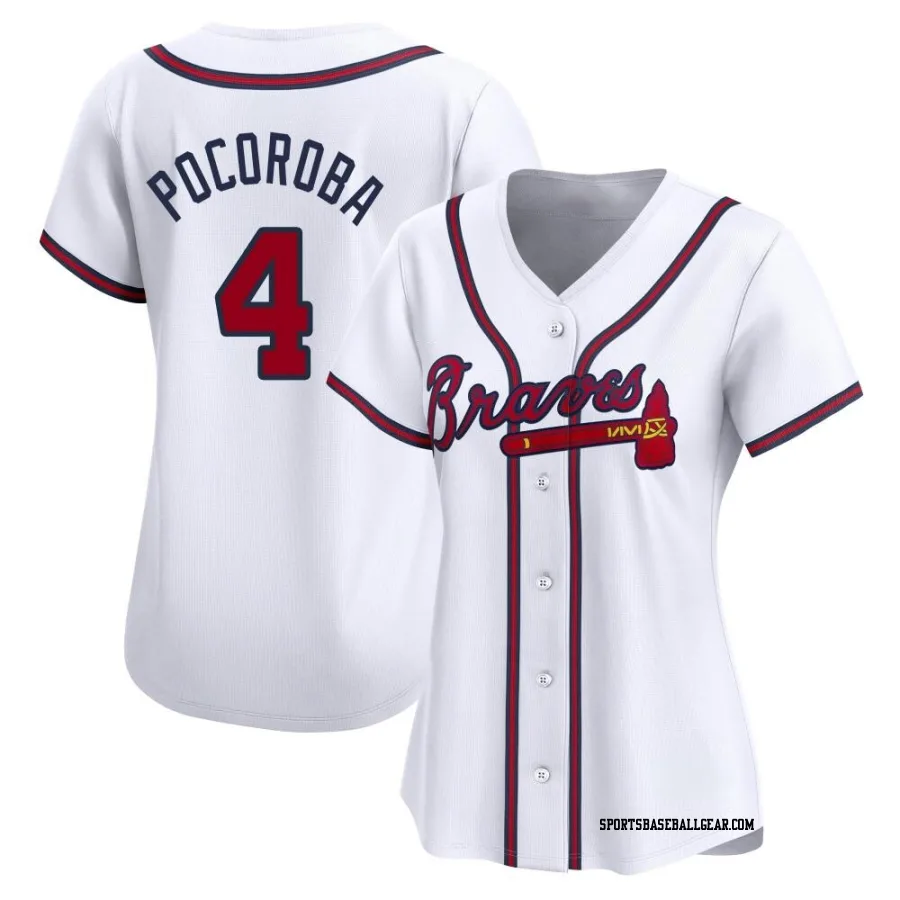 Biff Pocoroba Women's Atlanta Braves White Limited Home Jersey