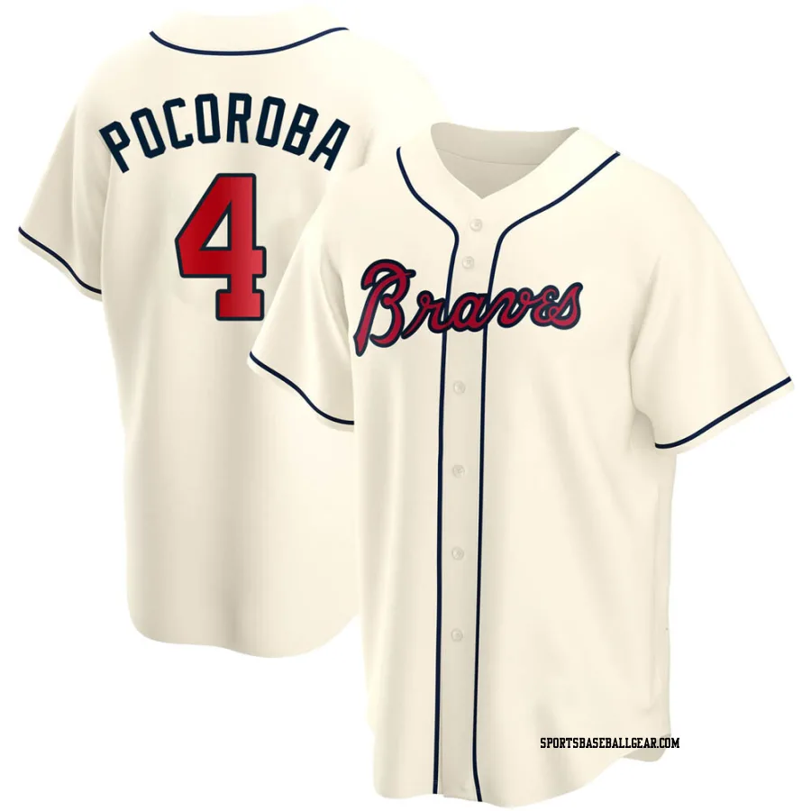 Biff Pocoroba Youth Atlanta Braves Cream Replica Alternate Jersey