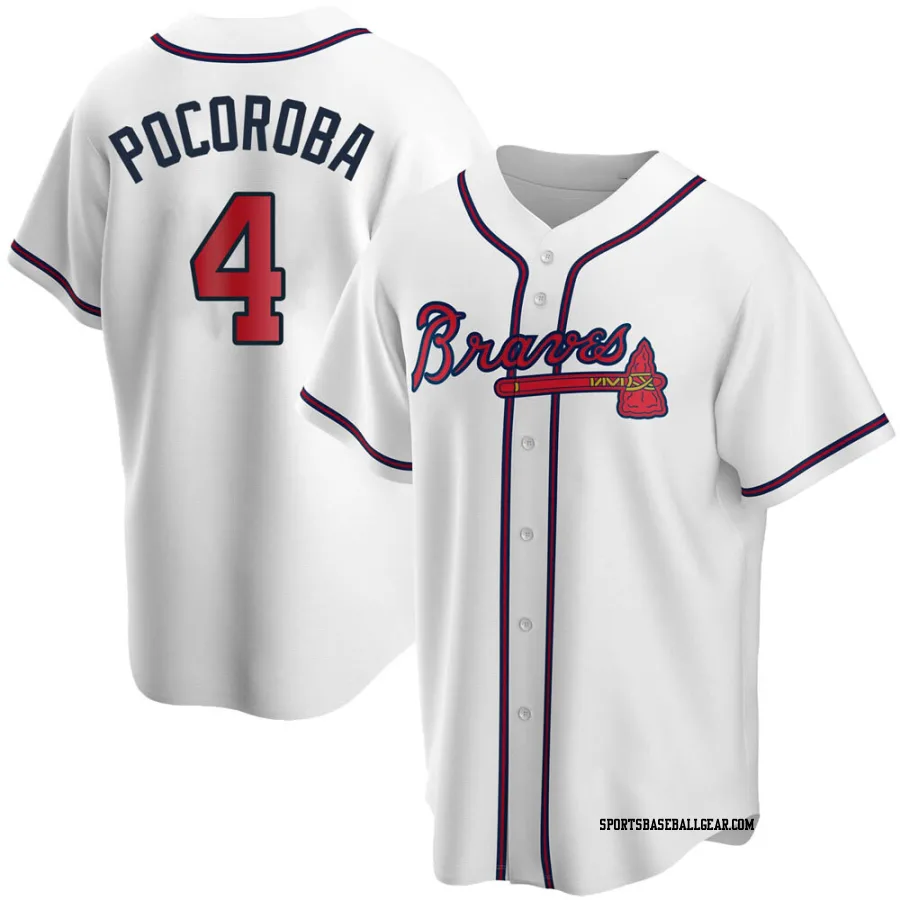 Biff Pocoroba Youth Atlanta Braves White Replica Home Jersey