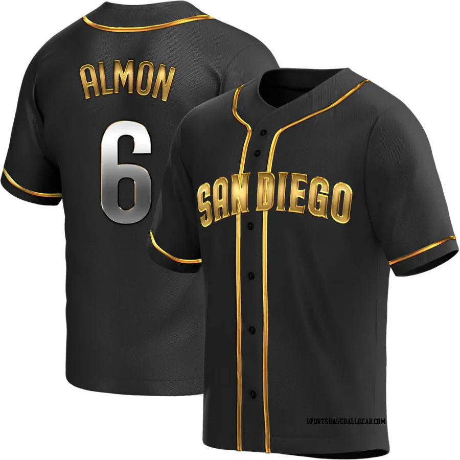 Bill Almon Men's San Diego Padres Black Golden Replica Alternate Jersey