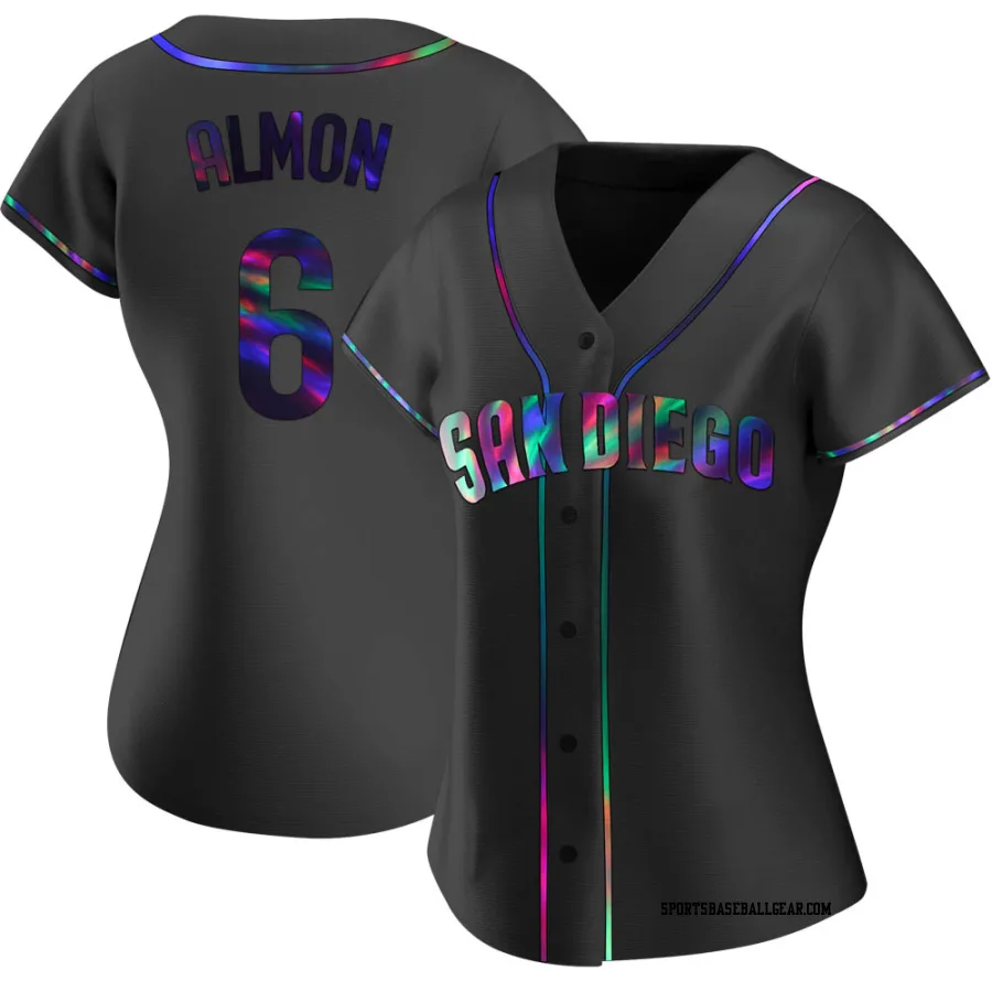 Bill Almon Women's San Diego Padres Black Holographic Replica Alternate Jersey