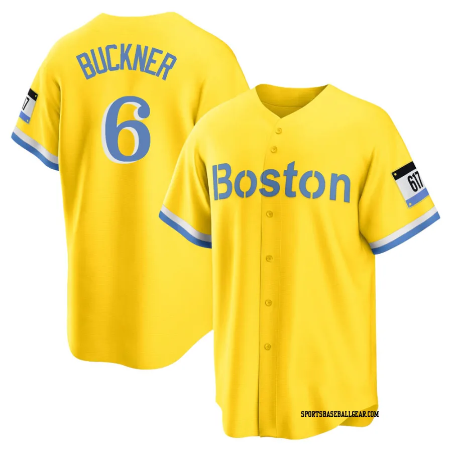 Bill Buckner Men's Boston Red Sox Gold/Light Replica Blue 2021 City Connect Player Jersey