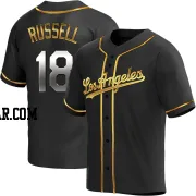 Bill Russell Men's Los Angeles Dodgers Black Golden Replica Alternate Jersey