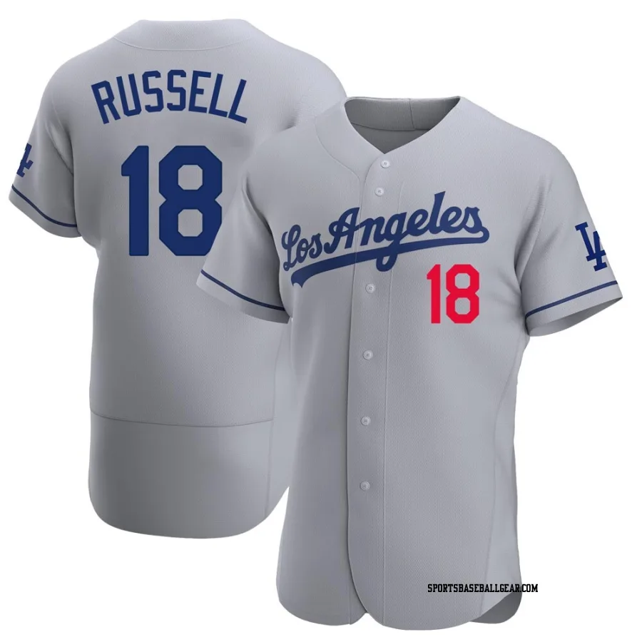 Bill Russell Men's Los Angeles Dodgers Gray Authentic Away Jersey