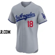 Bill Russell Men's Los Angeles Dodgers Gray Elite Road Jersey