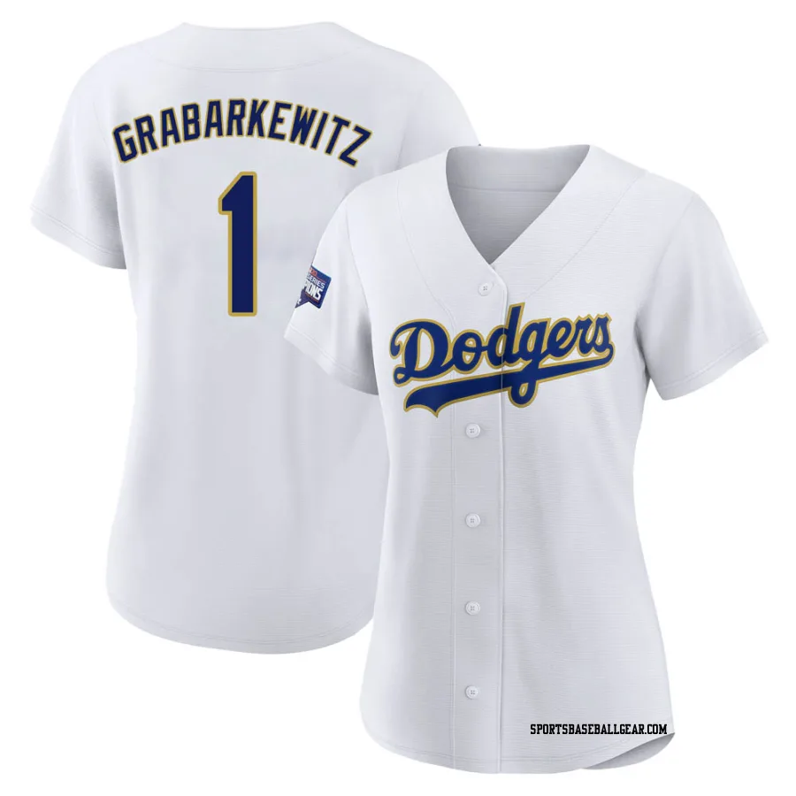 Billy Grabarkewitz Women's Los Angeles Dodgers White/Gold Replica 2021 Gold Program Player Jersey