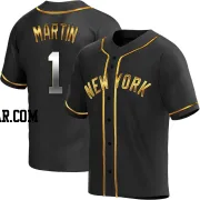 Billy Martin Men's New York Yankees Black Golden Replica Alternate Jersey