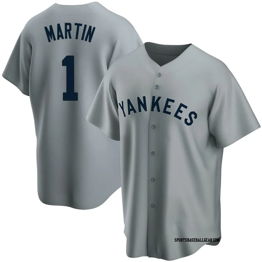 Billy Martin Men's New York Yankees Gray Replica Road Cooperstown Collection Jersey