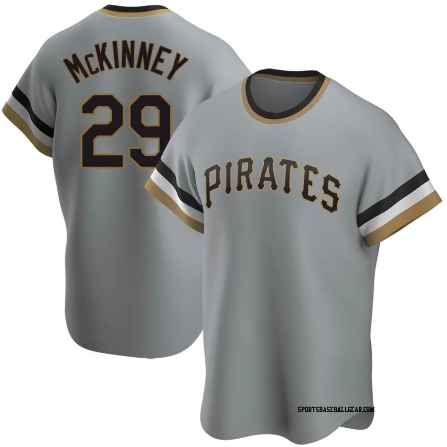 Billy McKinney Men's Pittsburgh Pirates Gray Replica Road Cooperstown Collection Jersey