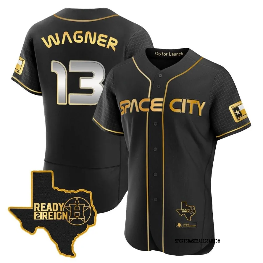 Billy Wagner Men's Houston Astros Black/Gold Authentic 2023 Space City Ready 2 Reign Flex Base Jersey