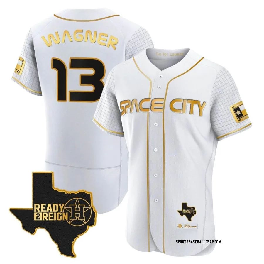 Billy Wagner Men's Houston Astros White/Gold Authentic 2023 Space City Ready 2 Reign Flex Base Jersey