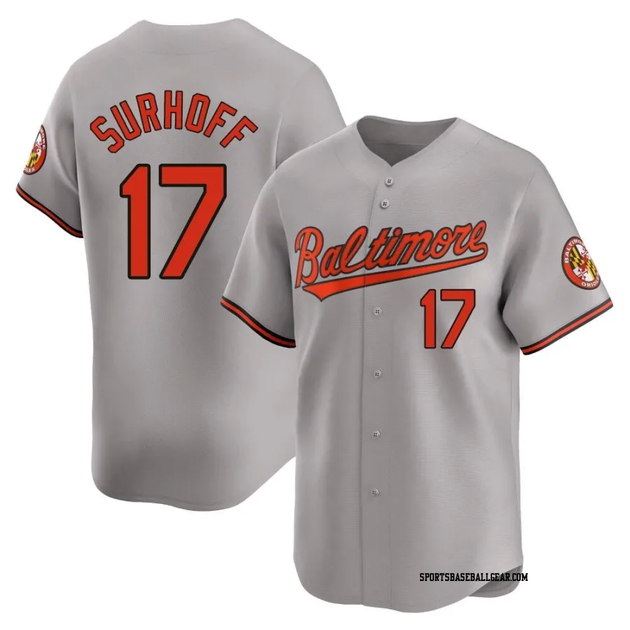 Bj Surhoff Men's Baltimore Orioles Gray Limited Road Jersey