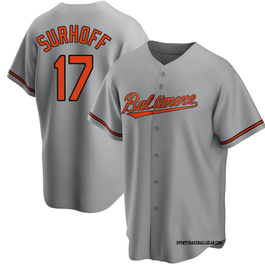 Bj Surhoff Men's Baltimore Orioles Gray Replica Road Jersey