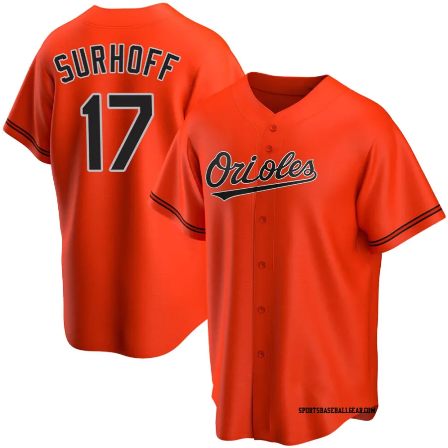 Bj Surhoff Men's Baltimore Orioles Orange Replica Alternate Jersey