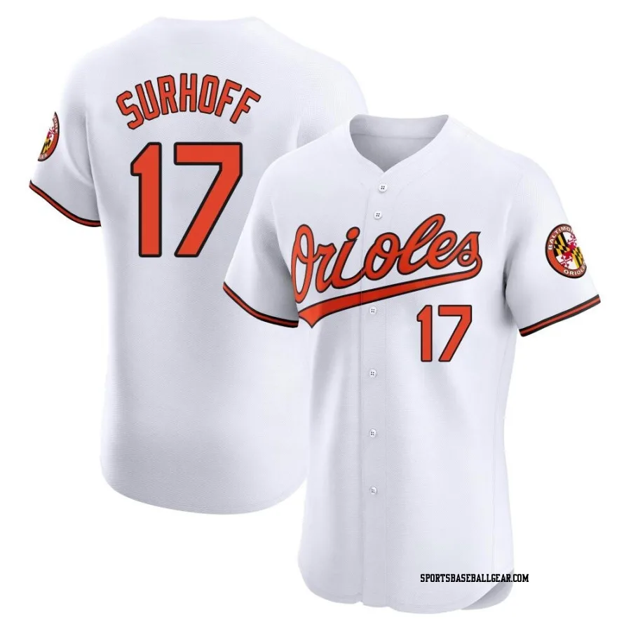 Bj Surhoff Men's Baltimore Orioles White Elite Home Jersey