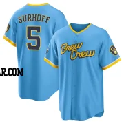 Bj Surhoff Men's Milwaukee Brewers Blue Replica Powder 2022 City Connect Jersey