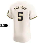 Bj Surhoff Men's Milwaukee Brewers Cream Elite Home Jersey