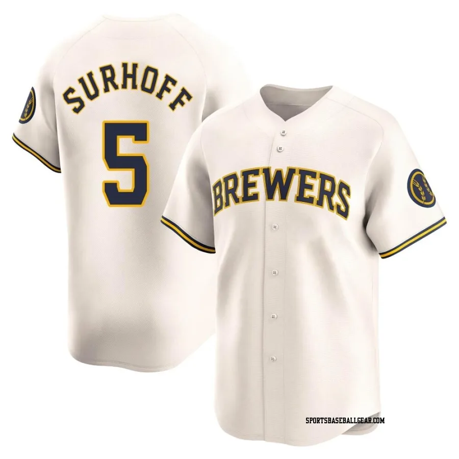 Bj Surhoff Men's Milwaukee Brewers Cream Limited Home Jersey