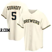 Bj Surhoff Men's Milwaukee Brewers Cream Replica Home Jersey