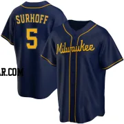 Bj Surhoff Men's Milwaukee Brewers Navy Replica Alternate Jersey