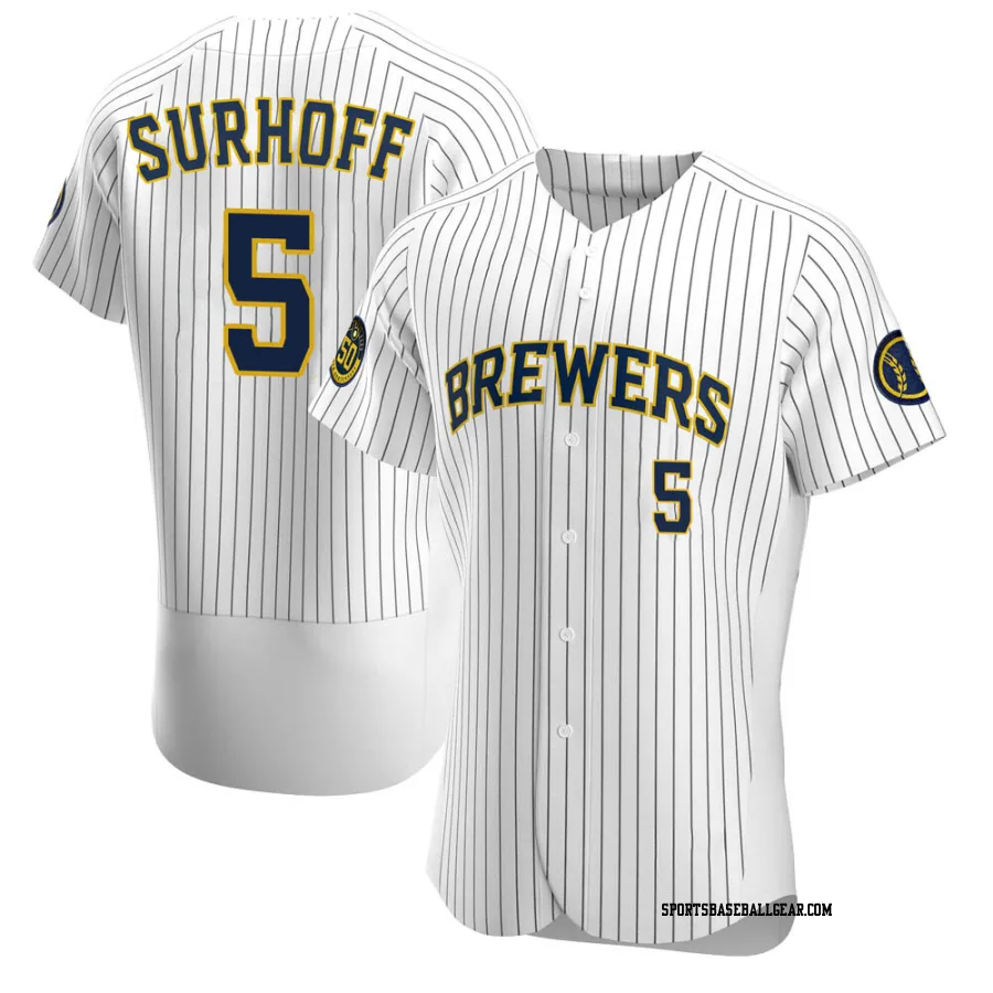 Bj Surhoff Men's Milwaukee Brewers White Authentic Alternate Jersey