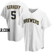 Bj Surhoff Men's Milwaukee Brewers White Replica Home Jersey