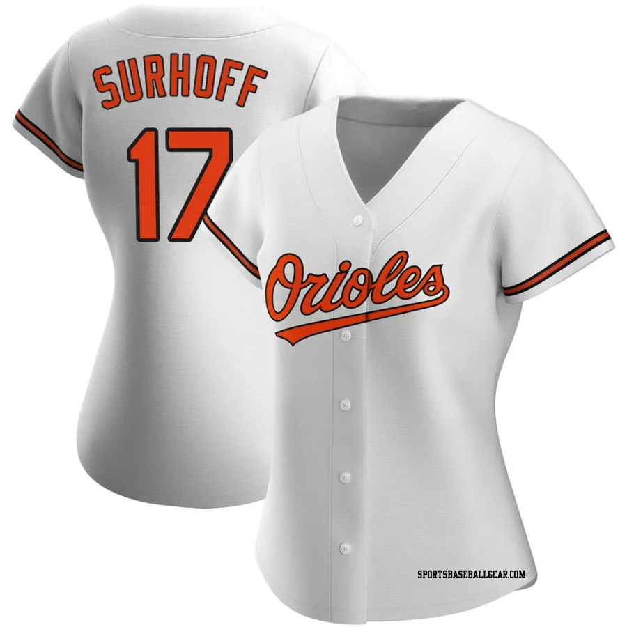 Bj Surhoff Women's Baltimore Orioles White Replica Home Jersey