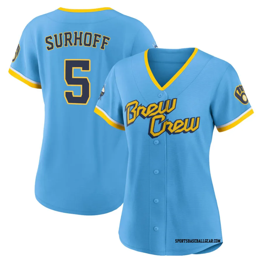 Bj Surhoff Women's Milwaukee Brewers Blue Replica Powder 2022 City Connect Jersey