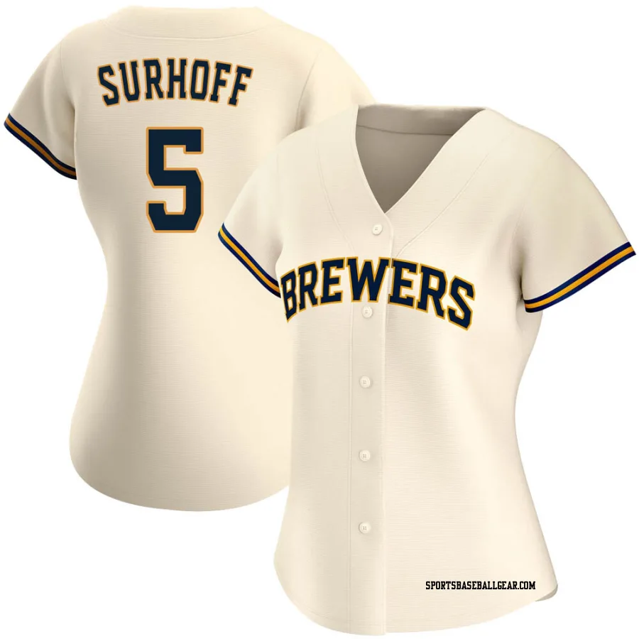 Bj Surhoff Women's Milwaukee Brewers Cream Replica Home Jersey