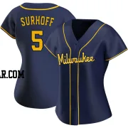 Bj Surhoff Women's Milwaukee Brewers Navy Authentic Alternate Jersey