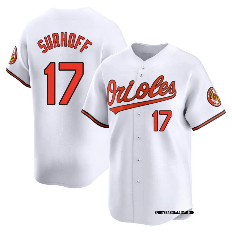 Bj Surhoff Youth Baltimore Orioles White Limited Home Jersey