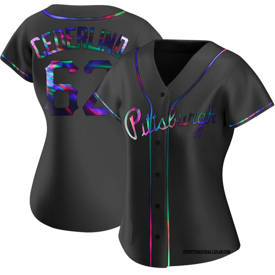 Blake Cederlind Women's Pittsburgh Pirates Black Holographic Replica Alternate Jersey