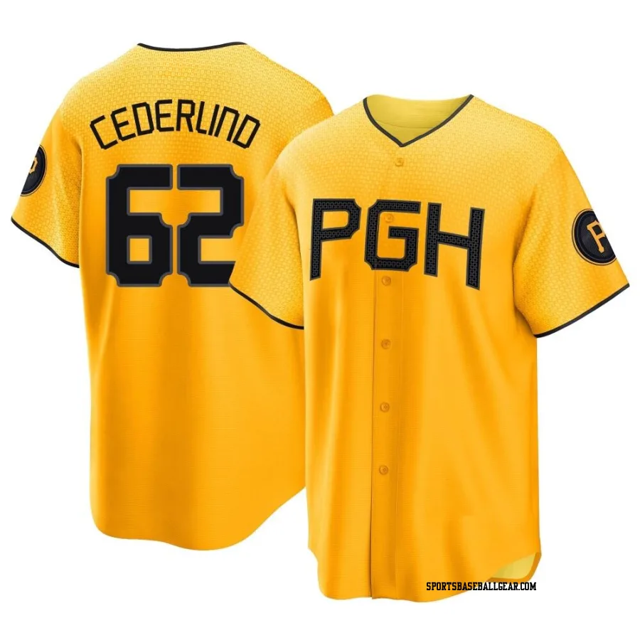 Blake Cederlind Youth Pittsburgh Pirates Gold Replica 2023 City Connect Jersey