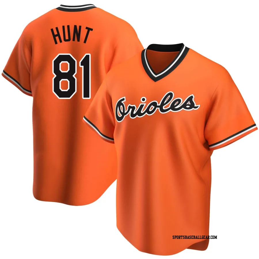 Blake Hunt Men's Baltimore Orioles Orange Replica Alternate Cooperstown Collection Jersey