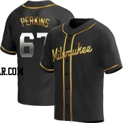 Blake Perkins Men's Milwaukee Brewers Black Golden Replica Alternate Jersey