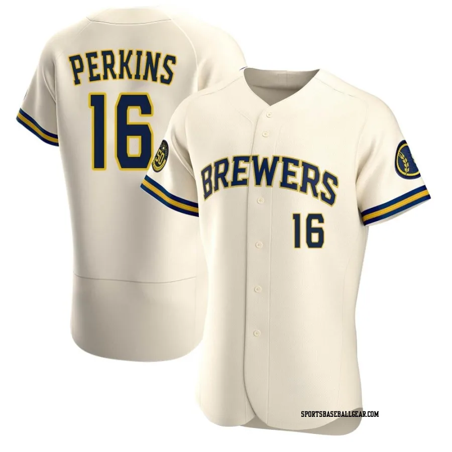 Blake Perkins Men's Milwaukee Brewers Cream Authentic Home Jersey