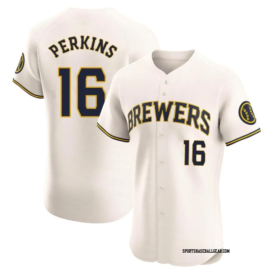 Blake Perkins Men's Milwaukee Brewers Cream Elite Home Jersey