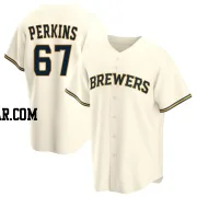 Blake Perkins Men's Milwaukee Brewers Cream Replica Home Jersey