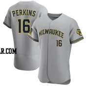 Blake Perkins Men's Milwaukee Brewers Gray Authentic Road Jersey