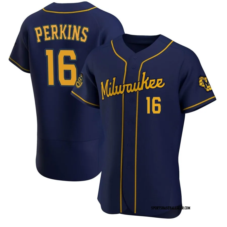 Blake Perkins Men's Milwaukee Brewers Navy Authentic Alternate Jersey