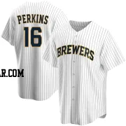 Blake Perkins Men's Milwaukee Brewers White Replica Home Jersey