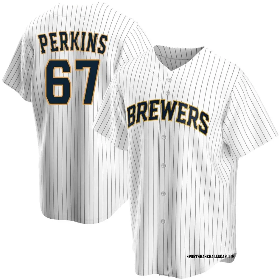 Blake Perkins Men's Milwaukee Brewers White Replica Home Jersey