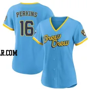 Blake Perkins Women's Milwaukee Brewers Blue Authentic Powder 2022 City Connect Jersey