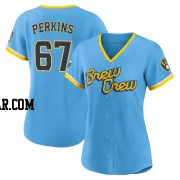 Blake Perkins Women's Milwaukee Brewers Blue Authentic Powder 2022 City Connect Jersey