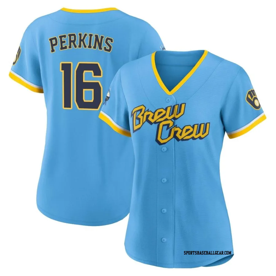 Blake Perkins Women's Milwaukee Brewers Blue Authentic Powder 2022 City Connect Jersey