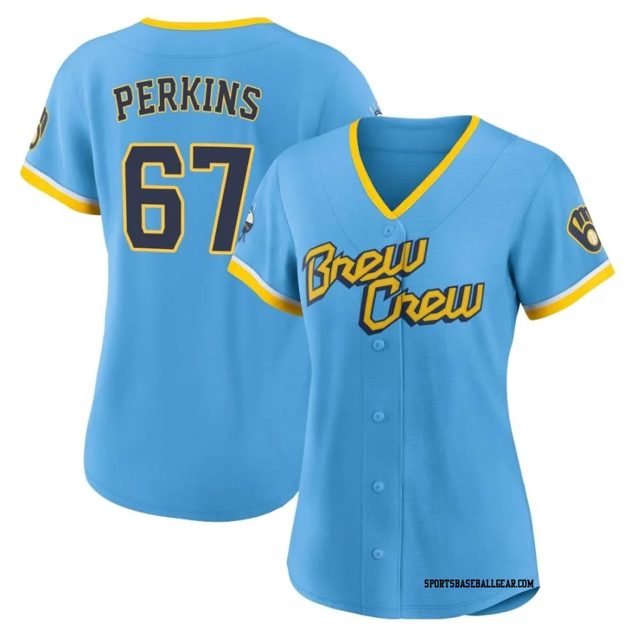 Blake Perkins Women's Milwaukee Brewers Blue Authentic Powder 2022 City Connect Jersey