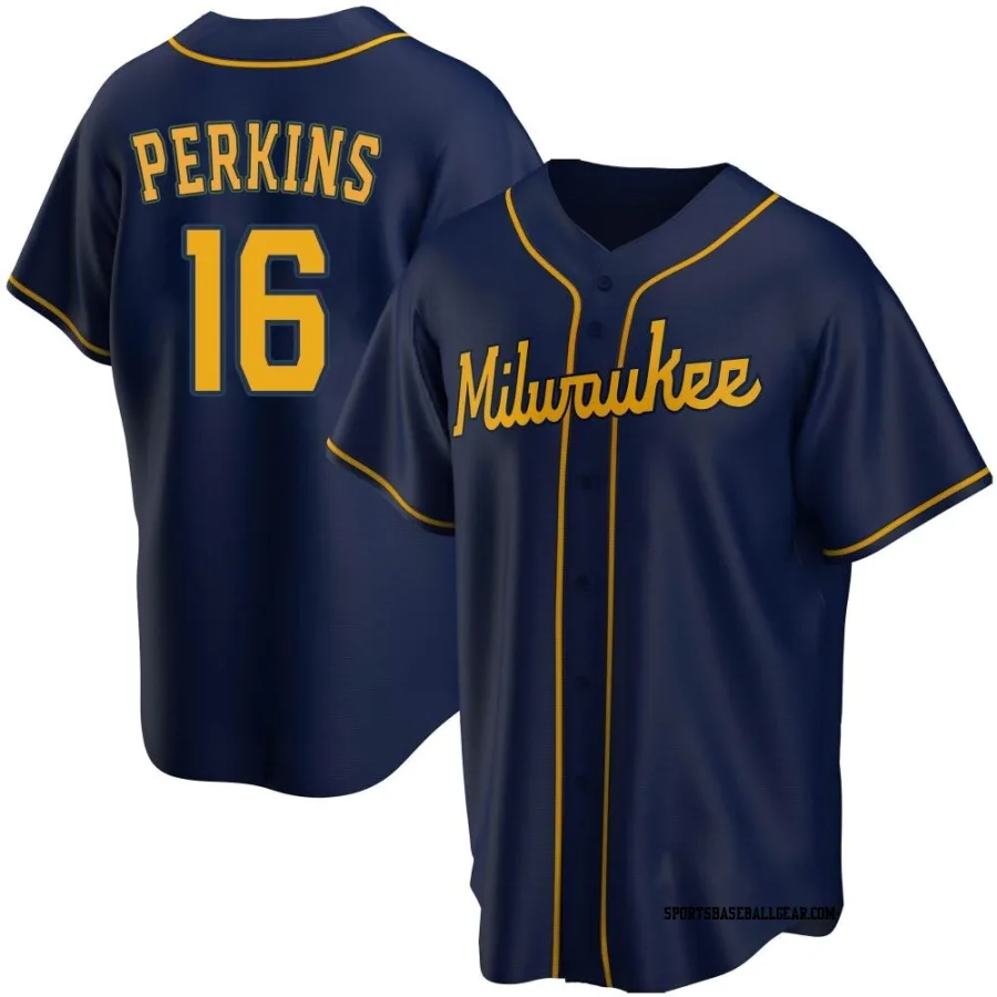 Blake Perkins Youth Milwaukee Brewers Navy Replica Alternate Jersey