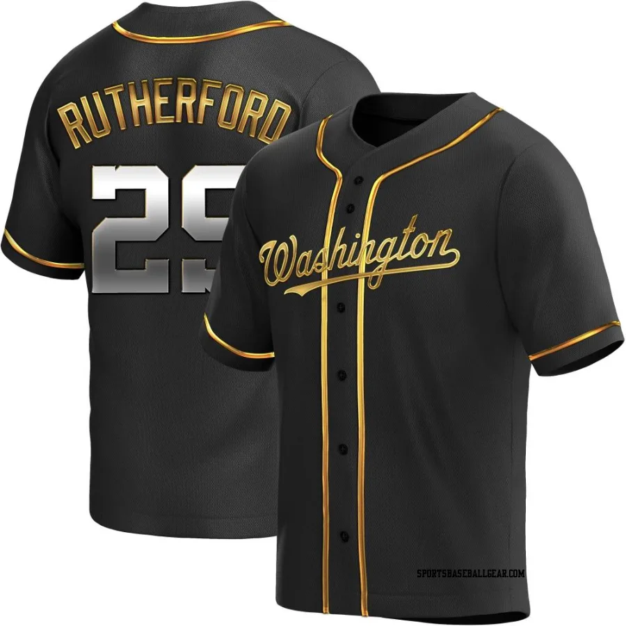 Blake Rutherford Men's Washington Nationals Black Golden Replica Alternate Jersey